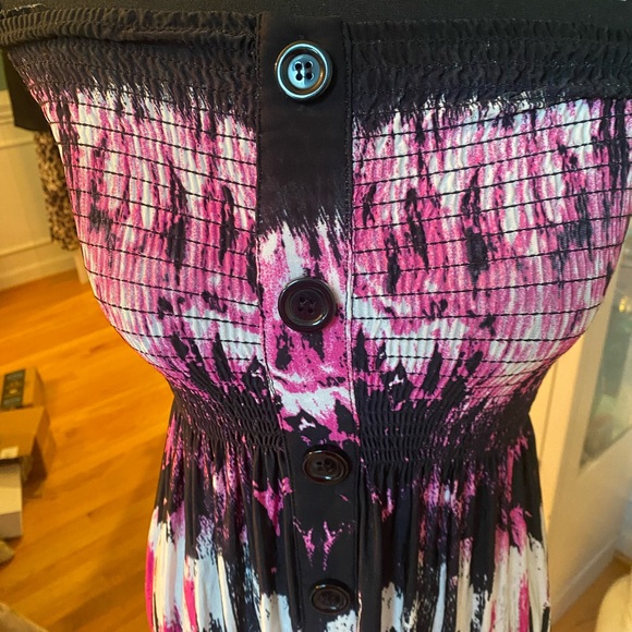 cache maxi dress off the shoulder, pink, black and white size small - Picture 5 of 7